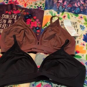 Lively Black and Brown Wireless Bralettes Seamless Comfort